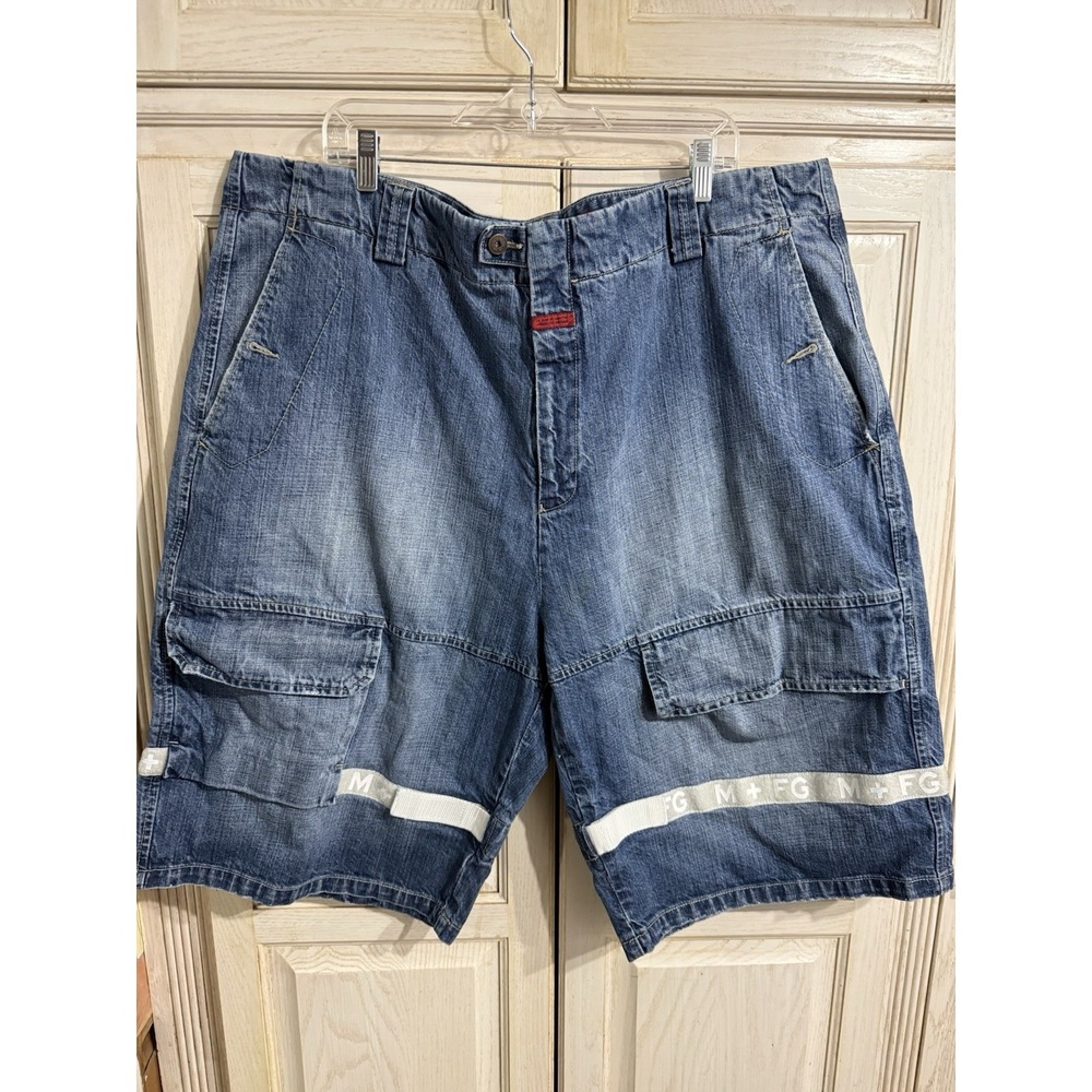 Marithe Francois Girbaud Mens MFG Baggy Shuttle Tape Shorts Size 44x13 Cargo